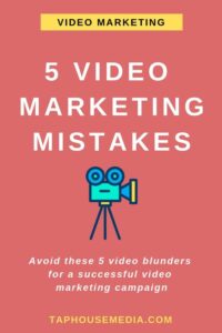 "Graphic listing five video marketing mistakes: neglecting audience, unclear messaging, poor quality, missing call-to-actions, and not optimizing content."