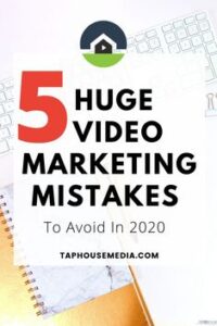 "An infographic showing five common video marketing mistakes including ignoring your audience, unclear messages, poor quality, missing call-to-actions, and lack of optimization."